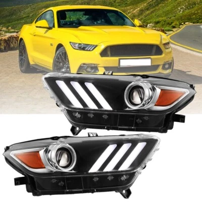 Headlights For 2015-2017 Ford Mustang Shelby 2016-2022 GT350 GT500 Clear Lens - Изображение 1 из 4