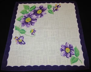 Vintage Hankie Floral Shades of Lavender Purple Accent White Center SWEET! - Picture 1 of 3