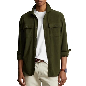 Polo Ralph Lauren Men's Long Sleeve Flannel Button Front Pocket Workshirt Olive - Picture 1 of 6