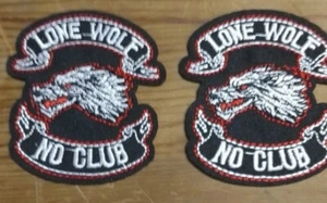 2 x LONE WOLF Embroidered Biker Patchs Motif 6.7cm x 6.2cm, Iron-on Sew or Glue - Picture 1 of 1