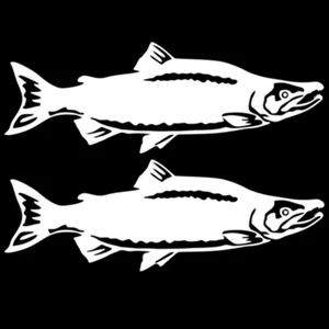 Salmón Sockeye - PAQUETE DE DOS - 10,5" Calcomanía de vinilo blanco deportista coche de pesca ventana - Imagen 1 de 3