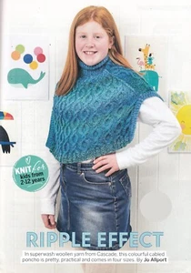 KNITTING PATTERN TODDLER CHILD PONCHO 2-12yrs CABLED RIBBED SKM M5A - Picture 1 of 1
