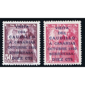 ESPAÑA EDIFIL 1088/89 CAUDILLO A CANARIAS CORREO NUEVO CON SEÑAL DE FIJASELLOS - Imagen 1 de 2