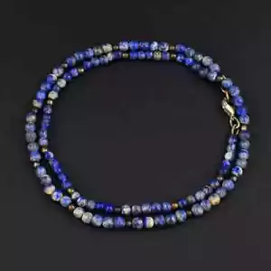 92 Cts Natural Single Thread Lapis Lazuli Round Shape Beaded Necklace - Picture 1 of 4