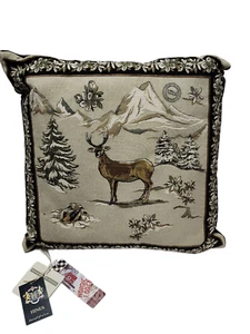 Hines Oxford Embroidered Nordic Deer Tapestry Cushion Pillow Alpine Made In UK - Picture 1 of 3