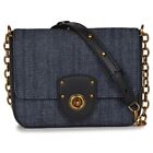 Ralph Lauren Millbrook Chain Black/Blue Denim/Leather Crossbody Bag Shoulder Bag
