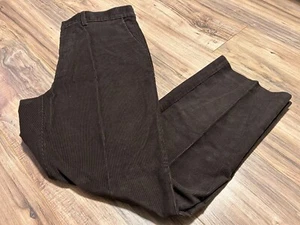 Orvis Mens Flat Front Wide Leg Corduroy Pants Slash Pocket Size 34/32 Brown - Picture 1 of 4