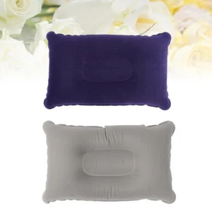 2pcs PVC Flocking Inflatable Pillows Ultralight Neck Pillows Portable Inflation - Picture 1 of 11