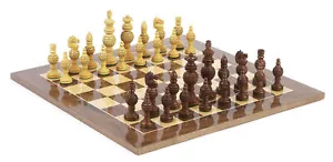 Champion Tournament Chessmen Master Chess Checkers Board Set Maple Walnut 2Queen - Picture 1 of 2
