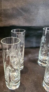 6 Vintage Etched Cordial Blown Crystal Shot Glass Cordial Handle - Picture 1 of 4