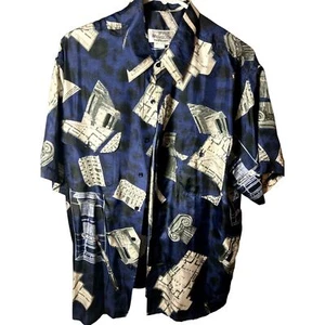 Cool Architect Roman square compass !00% Silk short Sleeve - Picture 1 of 4