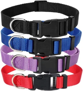 4 Pack Nylon Dog Collars, Classic Adjustable Pet Dog Collar for Small, Medium an - Picture 1 of 7