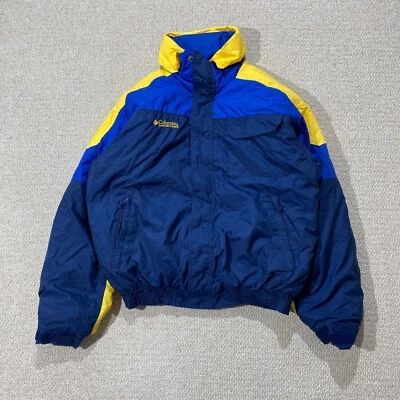 VINTAGE Columbia Bomber Jacket Mens Small Blue Yellow Padded 90s Ski Coat - Image 1 of 4
