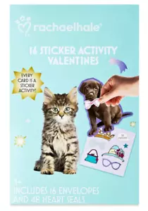 16x Rachael Hale Valentine Exchange Cards Sticker Activity Animals Multi-Colored - Picture 1 of 5