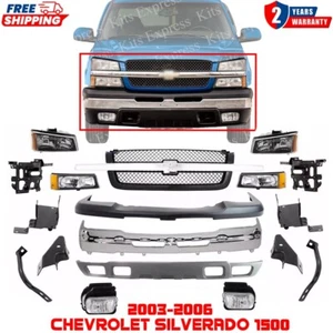 New Bumper Chrome kit & Headlights & Brackets For 2003-2006 Chevy Silverado 1500 - Picture 1 of 24