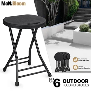 6x 17.5"Portable Camping Stool Folding Outdoor Picnic Seat Plastic Fishing Chair - Picture 1 of 26