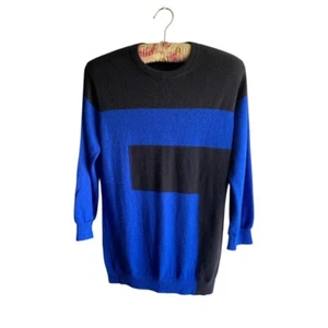 T Alexander Wang wool blend sweater Alpaca Blend Colorblock Black Blue - Picture 1 of 9