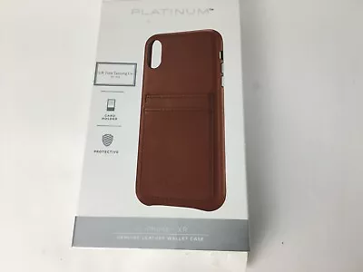 Platinum Leather Wallet Card slot Case for Apple iPhone XR 6.1" Papaya Brown - Image 1 of 4