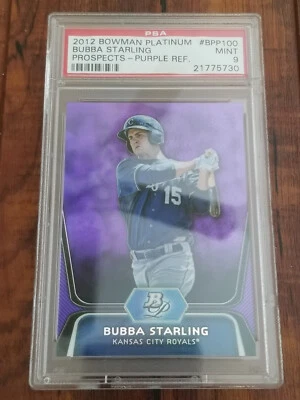 Tarjeta refractor púrpura Bowman Platinum Prospects Bubba Starling 2012 - PSA 9 Foto 1 de 4