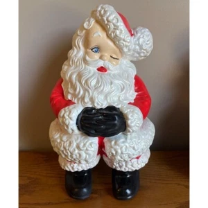 Vintage Atlantic Mold Ceramic Santa Claus 14" Hand Painted 1980 Christmas - Picture 1 of 6