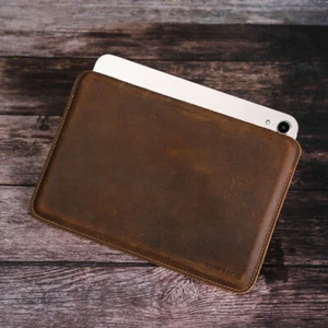 Genuine Leather Case Sleeve Pouch Bag For iPad Mini A17 Pro 2024 / Mini 6 5 4 3 - Picture 1 of 16