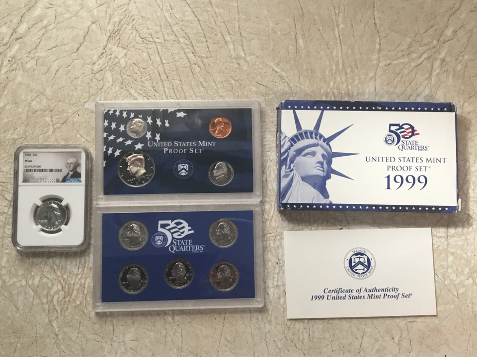 🤪 1962 NGC PF64 SILVER 25 Cent ⚡️1999 Proof Set ⚡️1/4 Pound World Coin Lot 🤪 - Image 1 of 4