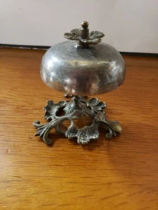 Antik Vintage verziert Messing Gemischtwarenladen Hotel Theke Platte Metall Glocke - Bild 1 von 6