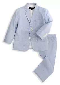 G288 Gino Giovanni Boys Seersucker 2 Button Suit Set - Picture 1 of 16