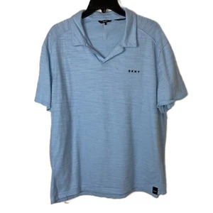 DKNY Jeans Polo Shirt Mens Large Blue Cotton Short Sleeve - Picture 1 of 7