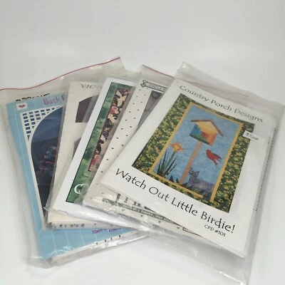 Lot Of 5 Quilt Craft Patterns Jacket Wall Angel Floral Bird Table Cover - Image 1 of 4