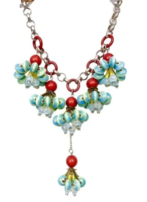 Ожерелье с подвесками из керамики с цветочным узором антропология - Изображение 1 из 4