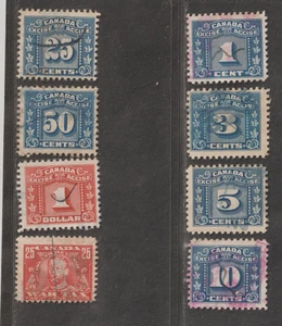 Canada BOB - Excise and War Tax Stamps small lot (used) - Picture 1 of 2