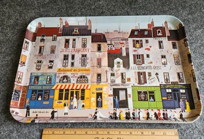 Bandeja de melamina Michel Delacroix 17"x12" - Calle París con boda - Hecha en Italia Foto 1 de 4