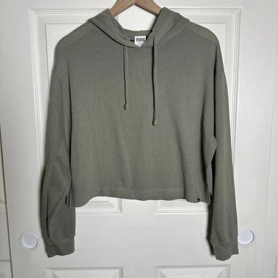 ROSA Victoria's Secret Malla Recortada Sudadera con Capucha Top Verde Oliva Mediano Logo Activo Foto 1 de 4