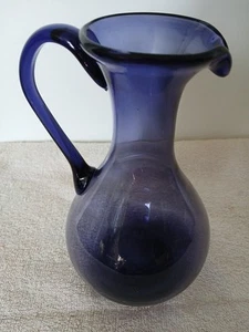 Jarrón jarra violeta mango aplicado vintage 8" - Imagen 1 de 5