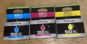New Genuine Lexmark 100 3 Pack Cyan ,Magenta , Yellow Cartridge Sealed In Boxes - Picture 1 of 8