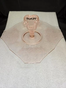 RARE PINK PADEN CITY GOTHIC GARDENS 10" CENTER HANDLED SERVER #411 - Picture 1 of 5