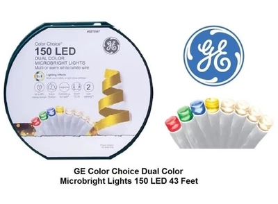 GE Color Choice Dual Color Microbright 150 LED Multicolor, White Cord 43.4 Feet - Image 1 of 2