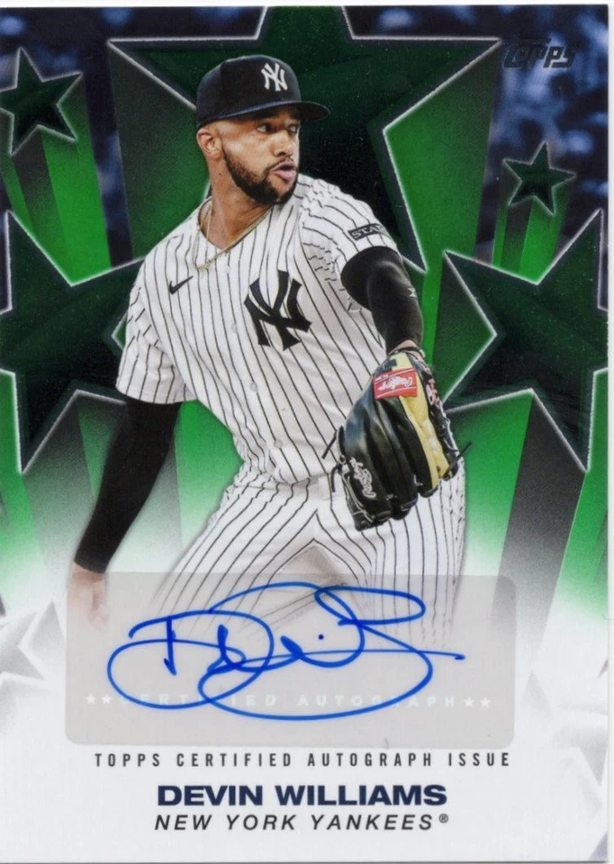 2025 Topps Update Series Devin Williams Baseball Stars Autograph Green 77/99 - Image 1 of 2