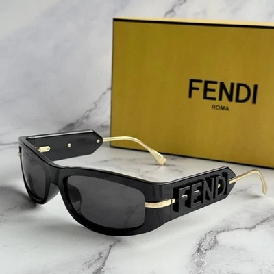 SALE! NEW Fendi FE40120I Fendigraphy Black Shield Sunglasses - Image 1 of 4