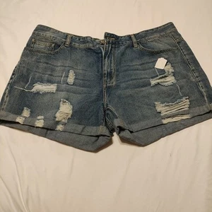 Women's NWT Plus Size 2X Jean Shorts Distressed - Picture 1 of 7