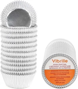 Silver Foil Cupcake Liners Standard Muffin Baking Cups 300 Count, - Picture 1 of 7