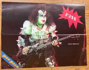 Vintage Rock Magazine Hot Rock 1980s KISS Gene Simmons Poster Foldout Only - Picture 1 of 3