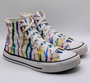 Converse All Star High Tops Juniors Kids Size 4 Rainbow Zebra Chuck Taylor Shoes - Picture 1 of 7