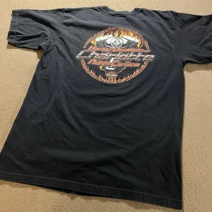 VINTAGE HARLEY-DAVIDSON DOUBLE-SIDED CHARLOTTE NC FLAME ENGINE EAGLE  XL T-SHIRT - Picture 1 of 12