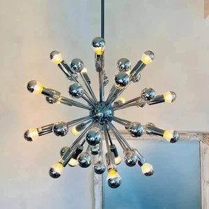 Vintage Chrome Sputnik Chandelier 1970 s Pendant Chromed Space Age Atomic Design - Picture 1 of 12