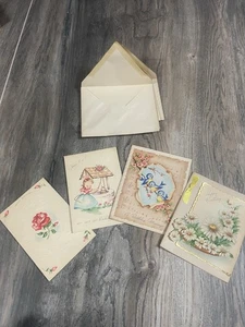 SOBRES DE TARJETAS DE FELICITACIÓN DE FELIZ CUMPLEAÑOS DE COLECCIÓN AÑOS 40 4 CANTIDADES HECHOS EN EE. UU. SIN USAR CON CAJA - Imagen 1 de 12
