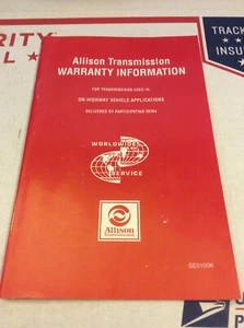 Allison Getriebe Garantie Information Manual SE0100K - Bild 1 von 3