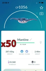 50x Mantine Pokemon Bundle !! Good Chance of Lucky and Good IVs !! Go - Picture 1 of 1
