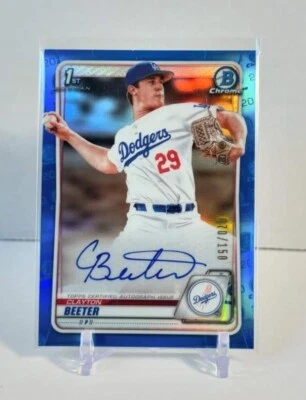 Clayton Beeter 2020 Bowman Draft Chrome Blue Refractor Auto /150 - Image 1 of 2